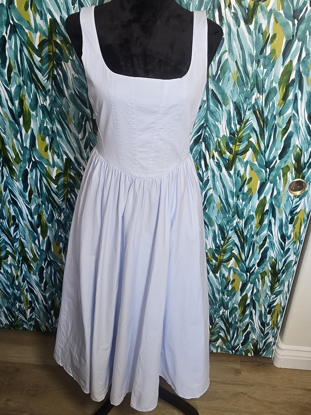 Wayf Stretch Cotton Corset Midi-Dress